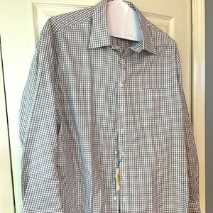 Cremieux Grey Checkered Shirt Size 18/35